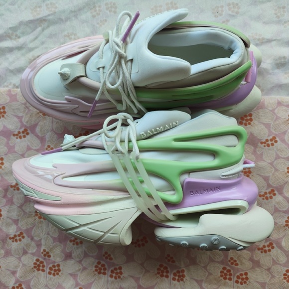 Balmain Shoes - Balmain Pastel Multi-Color Women's Sneakers (White, Pink, Lavender, Mint)